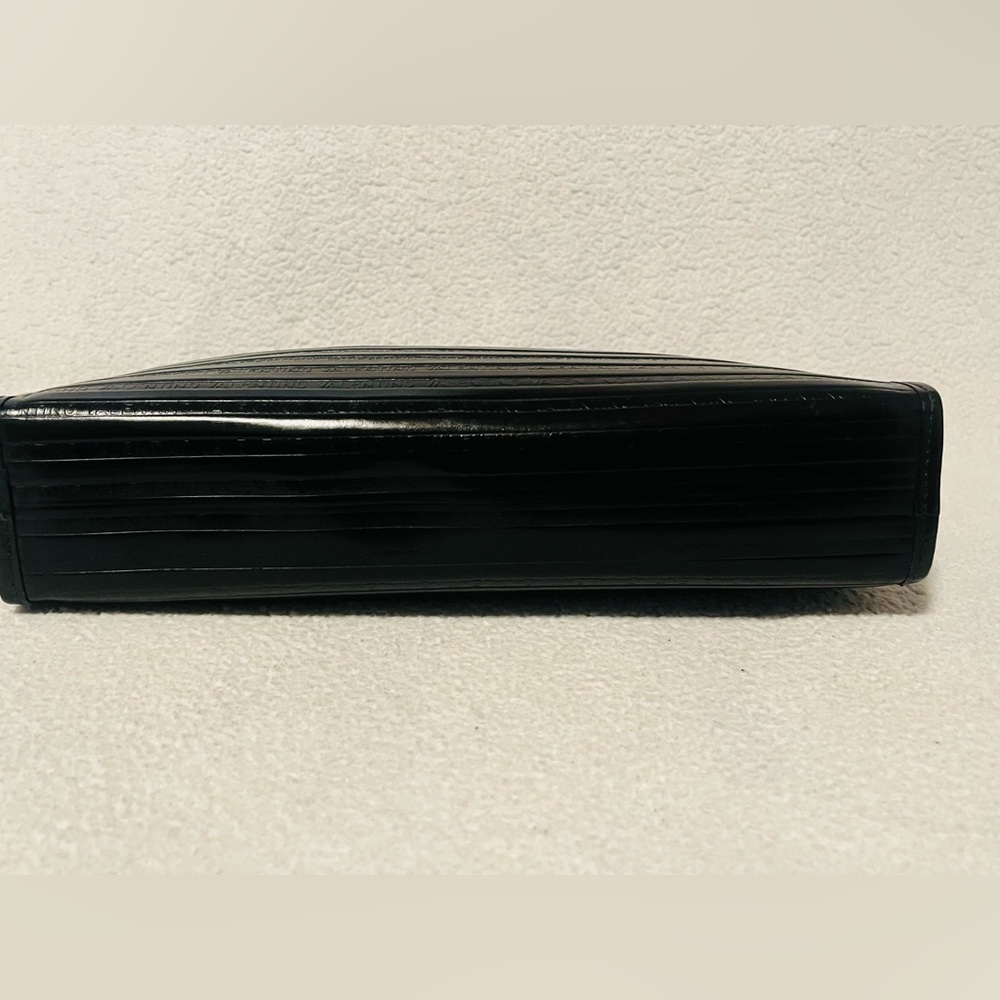 Mario Valentino Black Leather Monogrammed Clutch - Picture 9 of 11